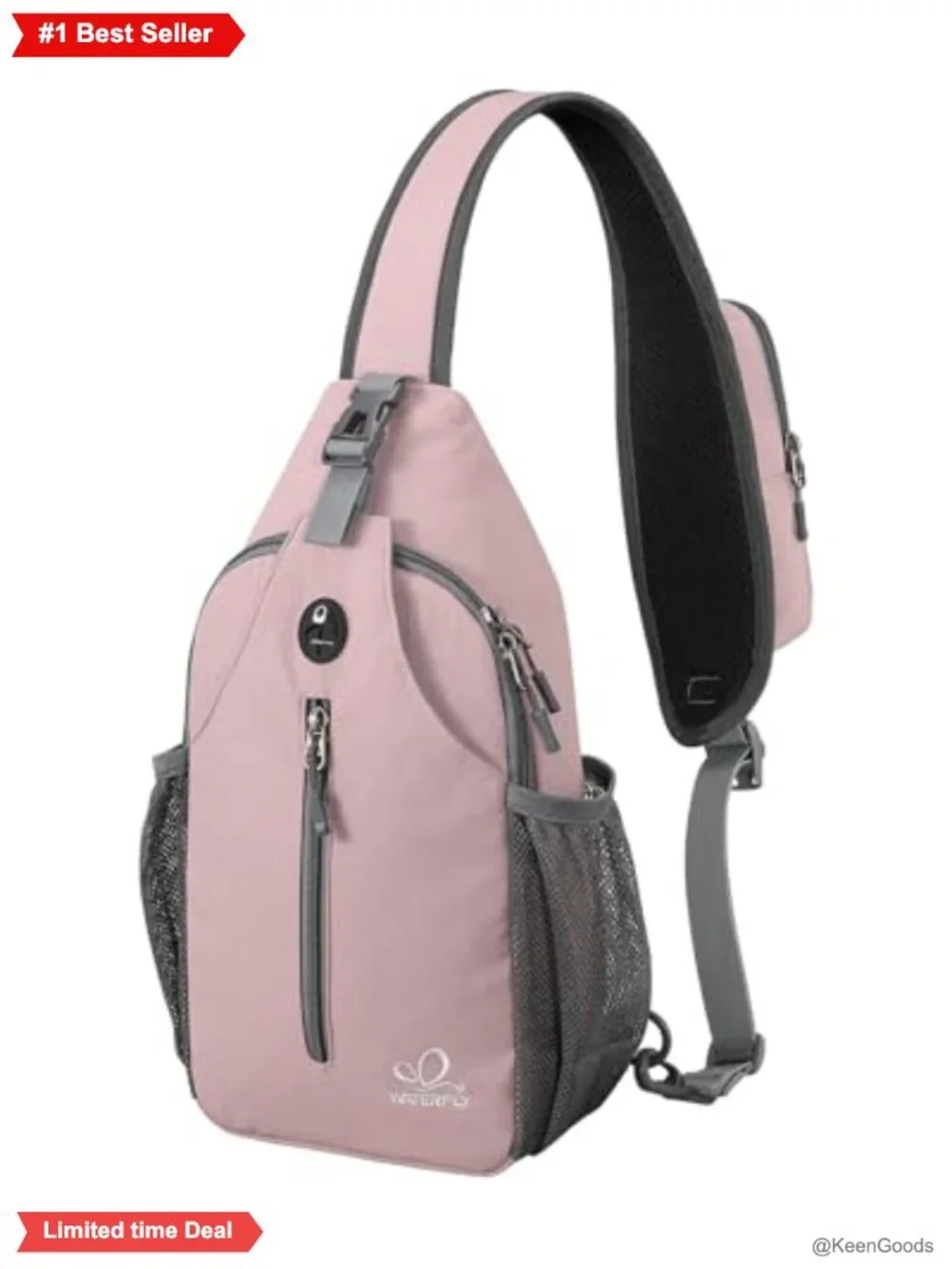 WATERFLY Crossbody Sling Backpack Nylon Travel Hiking Daypack